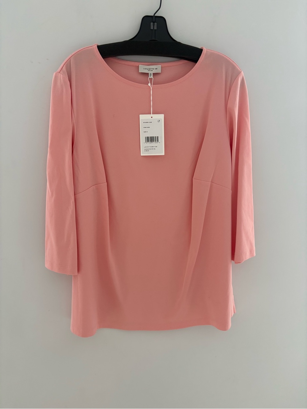 Lafayette 148 New York Soft Pink Scoop Neck 3/4 Sleeve‎ Top
